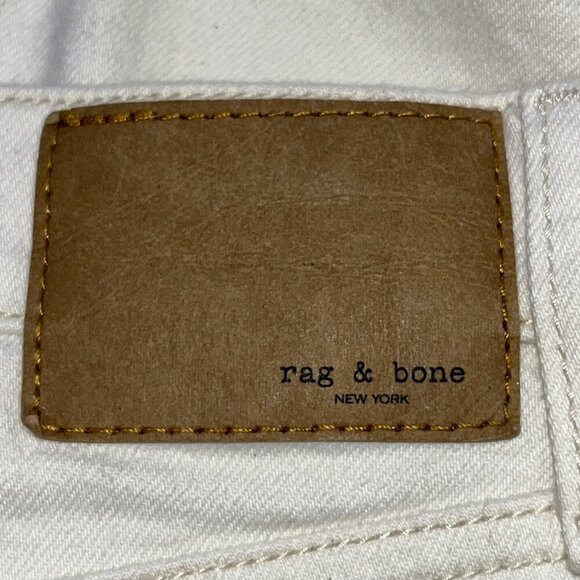RAG & BONE WREN High-Rise Slim Straight Raw Hem Cropped Denim Jeans in Ecru - 31 - Picture 7 of 13